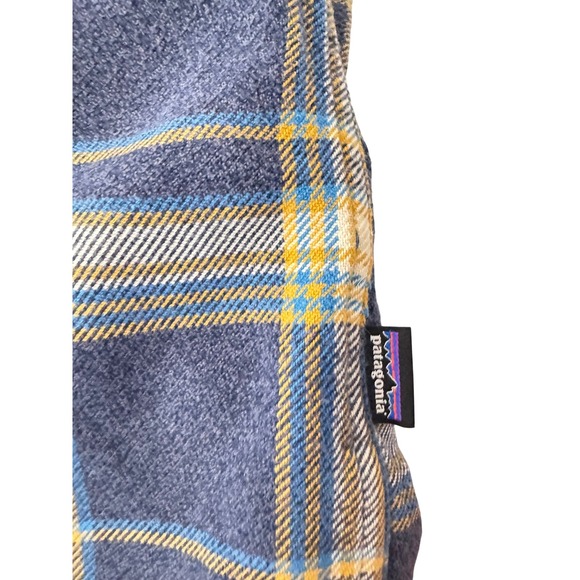 Patagonia Men's Organic Cotton Plaid Flannel Shirt XL Blue Yellow Workwear - Picture 9 of 13